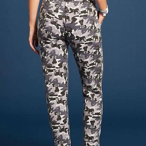 IVORY ELLA Camo Slim Fit Jogger Pants Gray Olive Distressed Pull On Drawstring - Picture 3 of 14